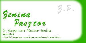 zenina pasztor business card